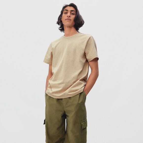 Premium-Weight Crew Neck | Uniform T-Shirt in Heathered Cashew, Size Large - Picture 1 of 4